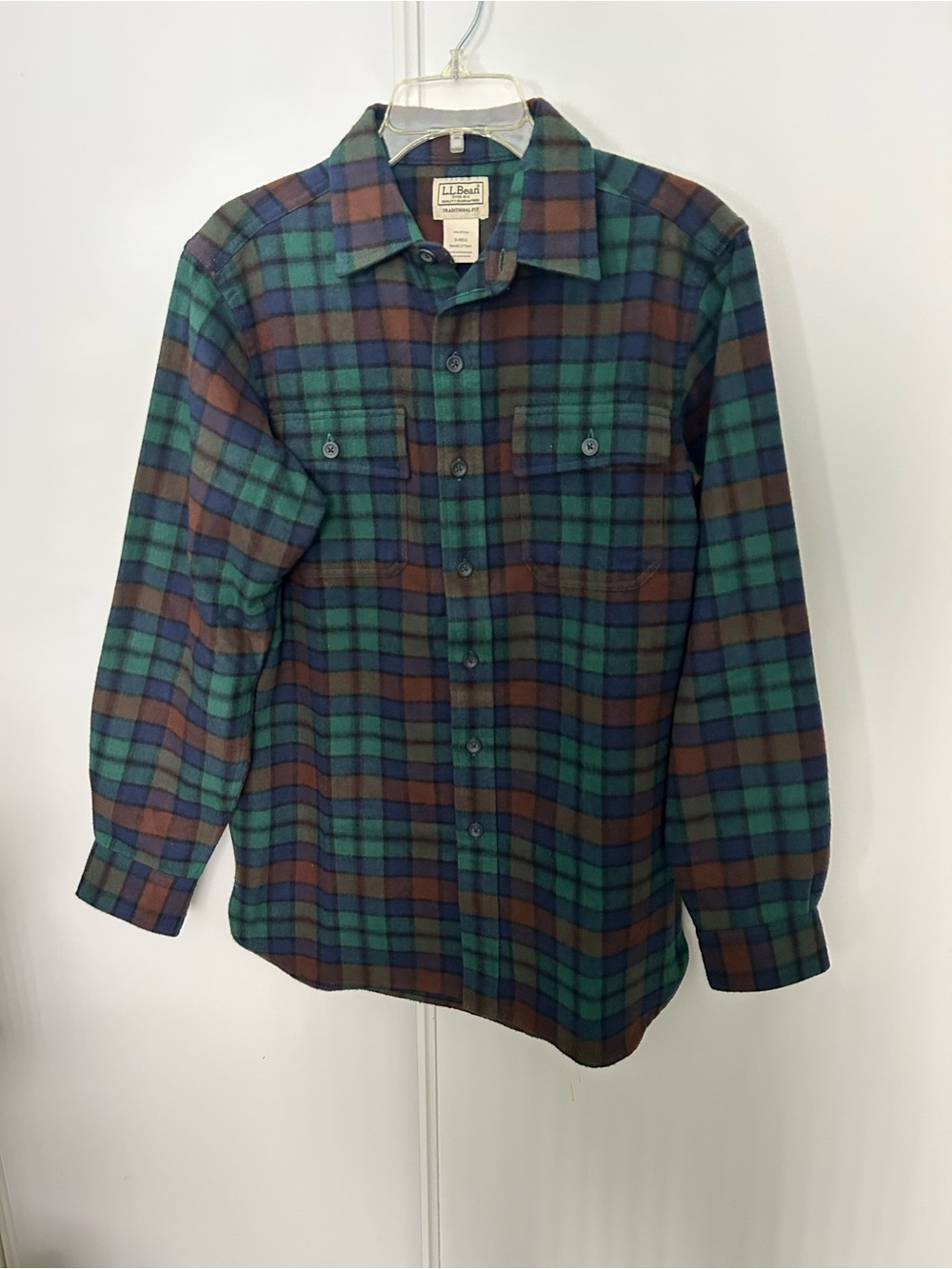 L.L. Bean Green & Brown Plaid Button-Up Shirt Jacket